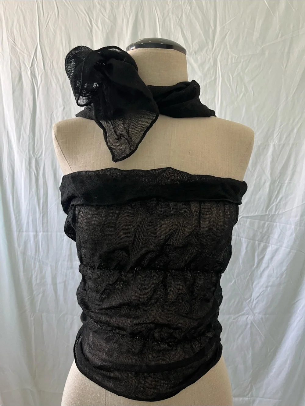 Italian 100% Wool Black Asymmetrical Scarf Neck Wrap Y2K vintage